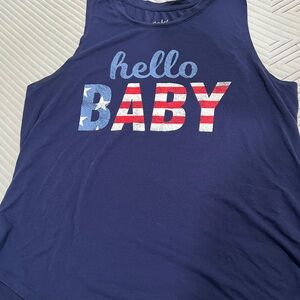 Isabel Maternity Navy Blue 'Hello Baby' Tank Top
